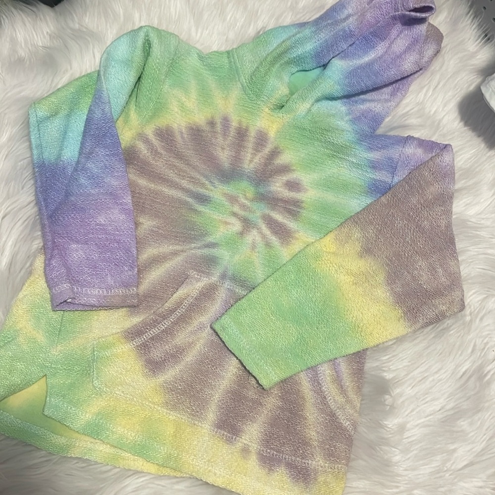 Tie die hoodie - size small / Mardi Gras colors